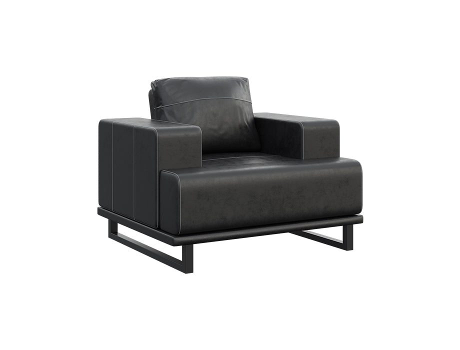 Senrobin Sofa Astor Single Seater in Black Leatherette - Senrobin.com