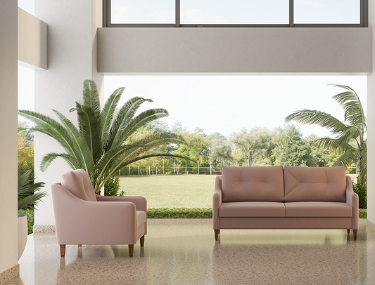 Senrobin Kent Sofa 1-Seater (Dusty Pink Jute Fabric) - Senrobin.com